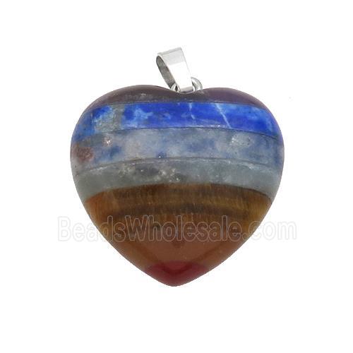 Gemstone Chakra Heart Pendant Yoga Multicolor