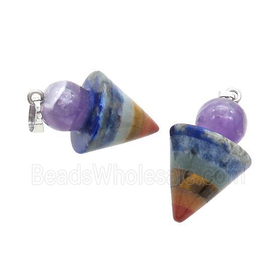 Gemstone Chakra Bullet Pendant Yoga Multicolor