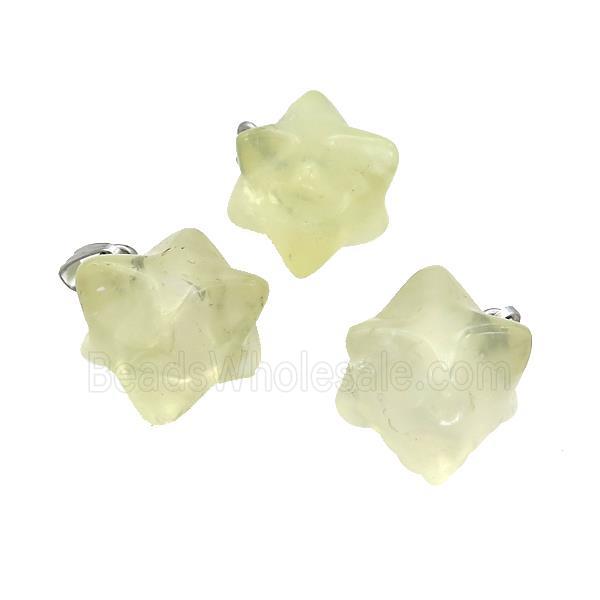 Natural Lemon Quartz Merkaba Star Cube Pendant