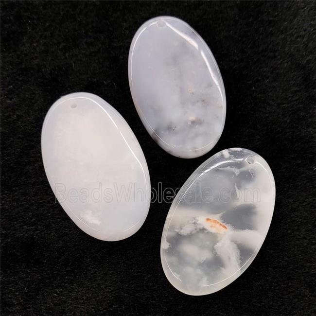 Lt.blue Chalcedony Oval Pendant