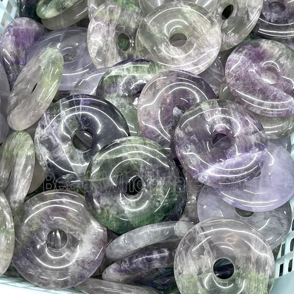 Natural Fluorite Donut Pendant Multicolor