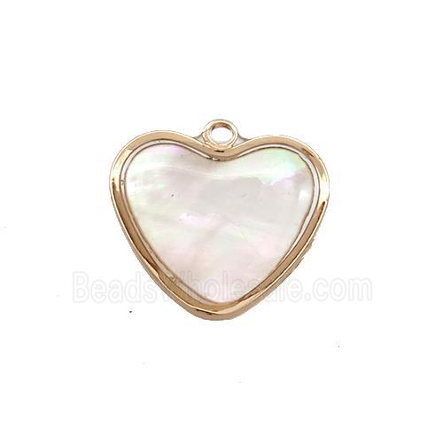 White MOP Shell Heart Pendant Gold Plated