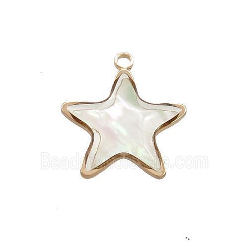 White MOP Shell Star Pendant Gold Plated