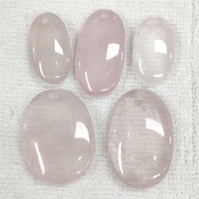 Natural Rose Quartz Pendant Oval