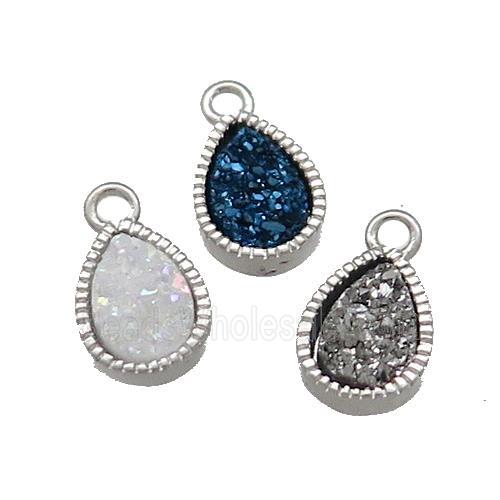 Quartz Druzy Teardrop Pendant Mixed Color