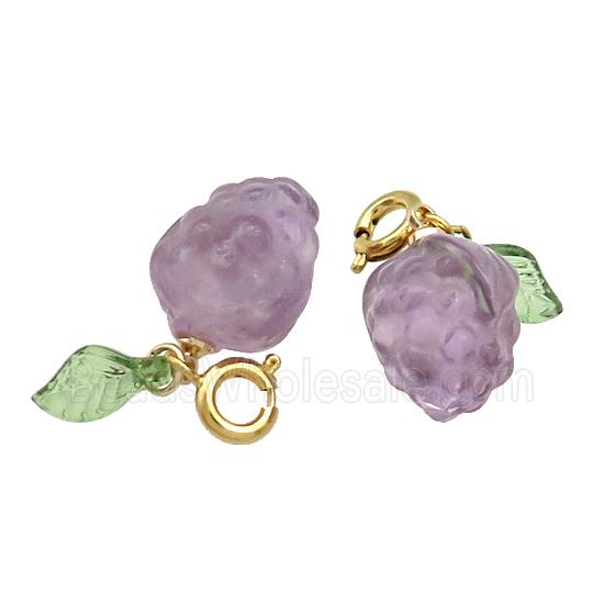 Natural Amethyst Pendant Grape Purple Carved