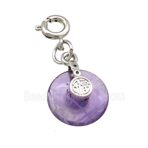 Natural Amethyst Donut Pendant Purple