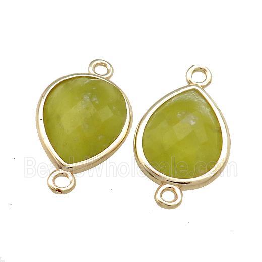Lemon Jade Teardrop Connector Gold Plated