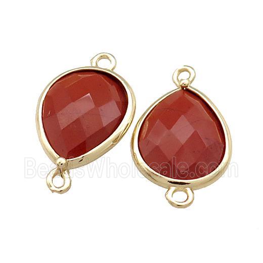 Red Jasper Teardrop Connector Gold Plated