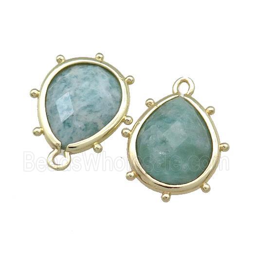 Green Amazonite Teardrop Pendant Gold Plated