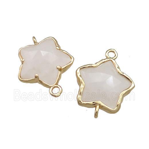 Clear Quartz Flower Connector Gold Plated