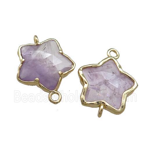 Amethyst Flower Connector Lt.purple Gold Plated