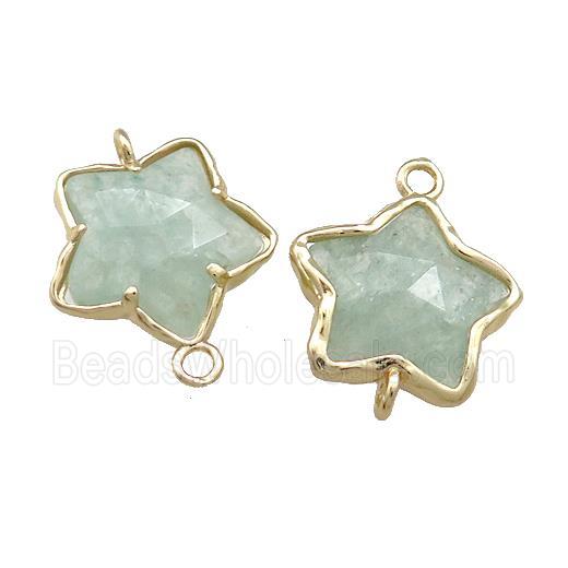 Green Strawberry Quartz Flower Connector Gold Plated