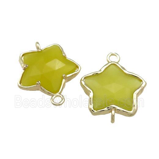 Lemon Jade Flower Connector Gold Plated