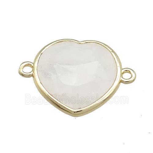 Clear Quartz Heart Connector Gold Plated