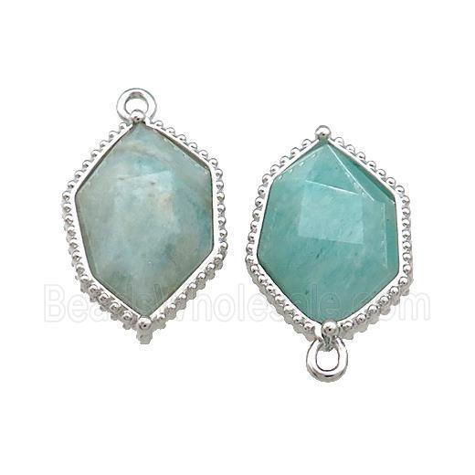 Natural Green Amazonite Prism Pendant Platinum Plated
