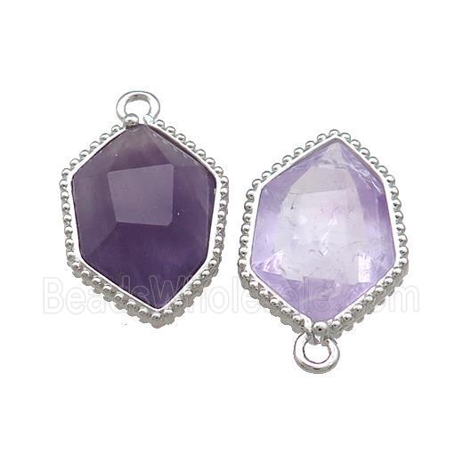 Purple Amethyst Prism Pendant Platinum Plated