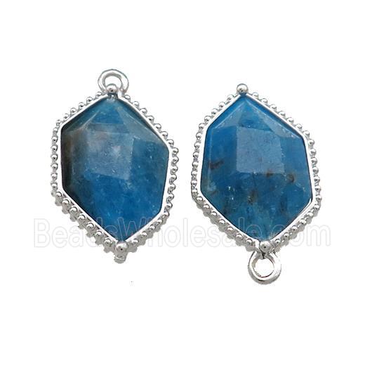 Natural Blue Apatite Prism Pendant Platinum Plated