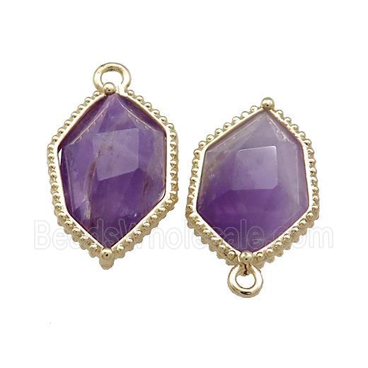 Purple Amethyst Prism Pendant Gold Plated