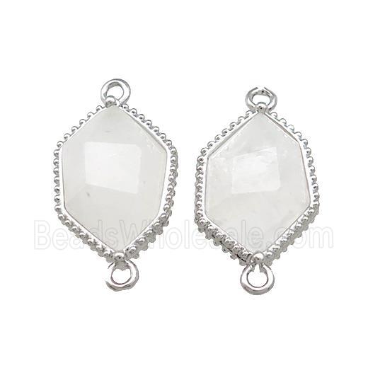 Clear Quartz Prism Connector Platinum Plated