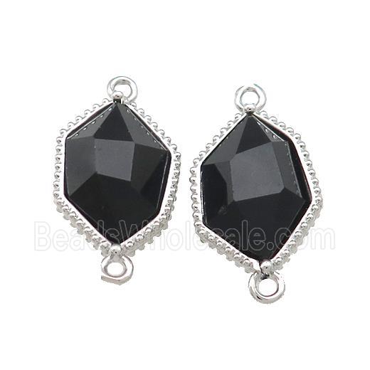 Black Onyx Agate Prism Connector Platinum Plated