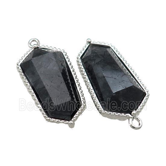 Black Rutilated Quartz Prism Pendant Platinum Plated