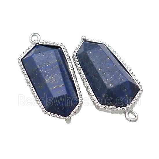 Natural Lapis Lazuli Prism Pendant Platinum Plated