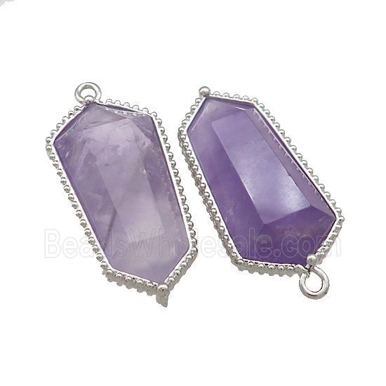 Amethyst Prism Pendant Platinum Plated