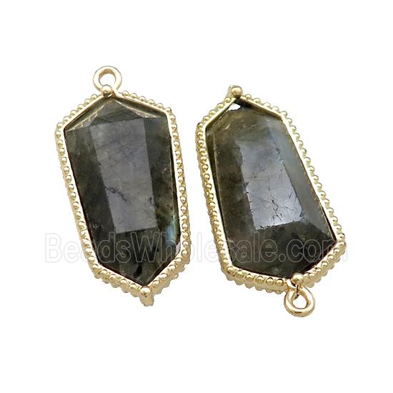 Natural Labradorite Prism Pendant Gold Plated