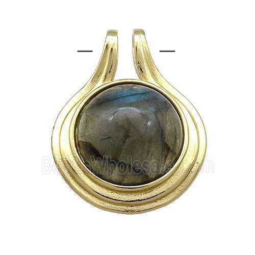 Labradorite Pendant Half Round Circle Gold Plated