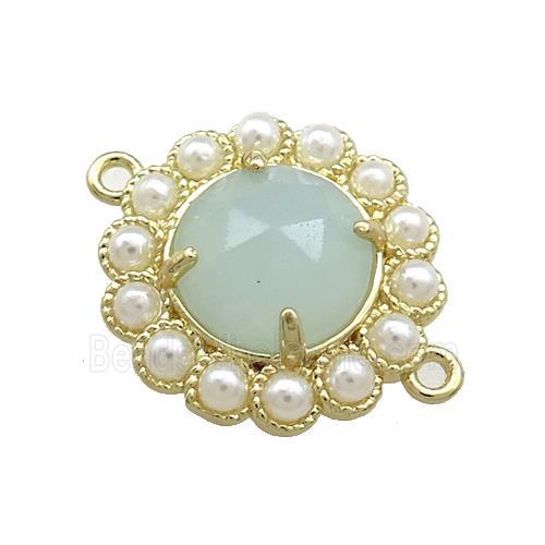 Copper Circle Connector Pave Amazonite Pearlized Resin Gold Plated