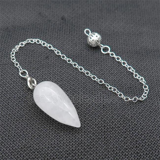 White Crystal Quartz Pendulum Pendant With Alloy Chain Platinum Plated