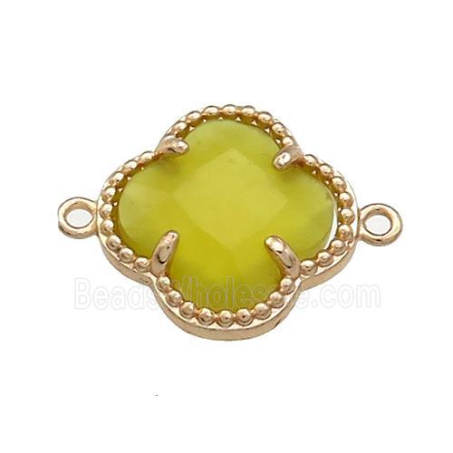 Lemon Jade Clover Connector Gold Plated