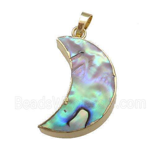 Abalone Shell Moon Pendant Gold Plated