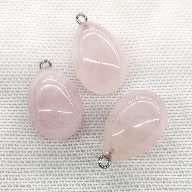 Natural Rose Quartz Egg Pendant Pink