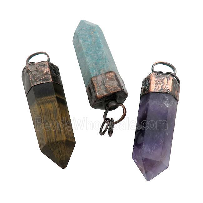 Natural Gemstone Bullet Pendant Antique Red Mixed