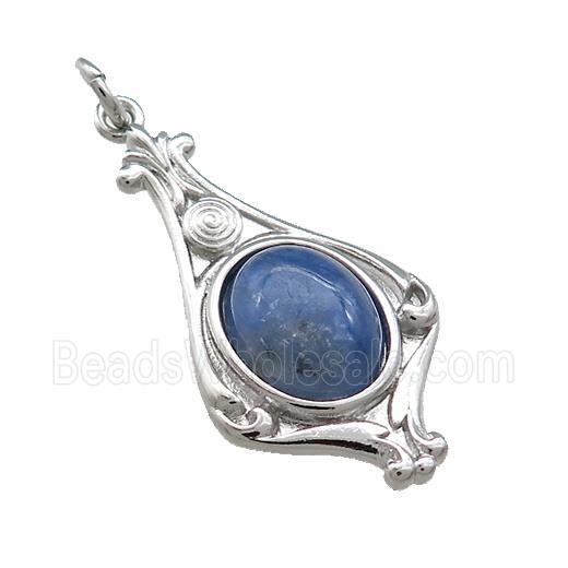 Copper Pendant Pave Blue Kyanite Platinum Plated