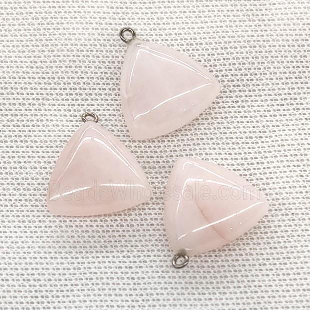 Natural Pink Rose Quartz Triangle Pendant