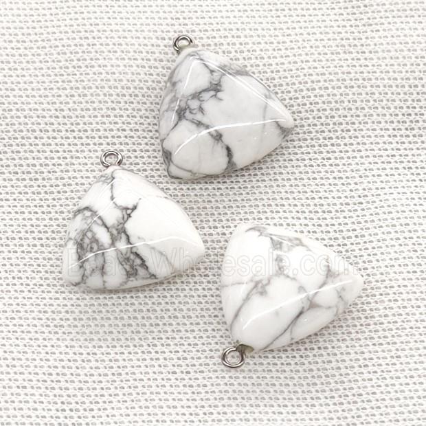 Natural Howlite Turquoise Triangle Pendant White