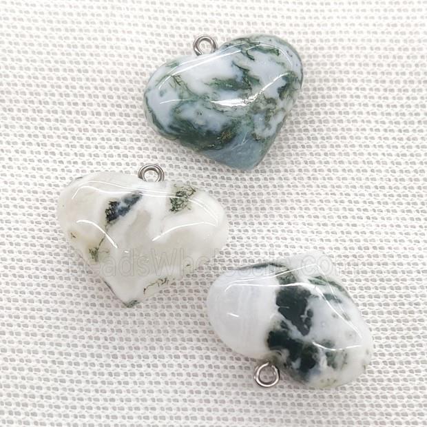 Natural Tree Agate Heart Pendant Green White