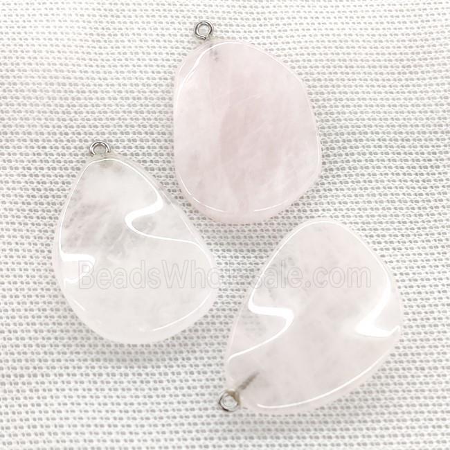 Natural Pink Rose Quartz Teardrop Pendant Twist