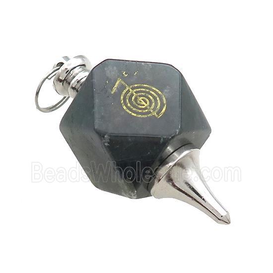 Natural Labradorite Dowsing Pendulum Polygon Alloy Platinum Plated
