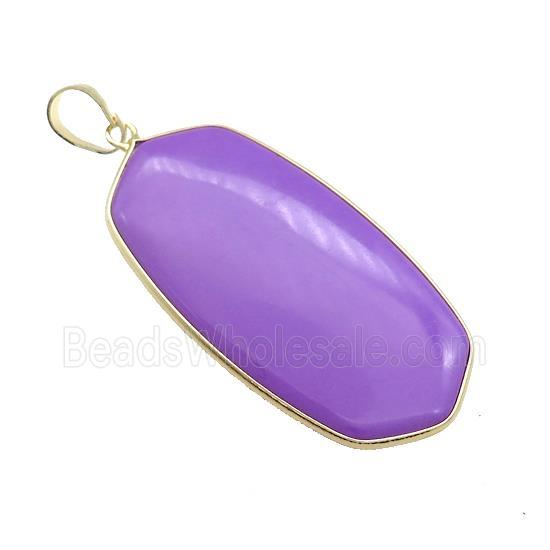 Howlite Oval Pendant Purple Dye Gold Plated