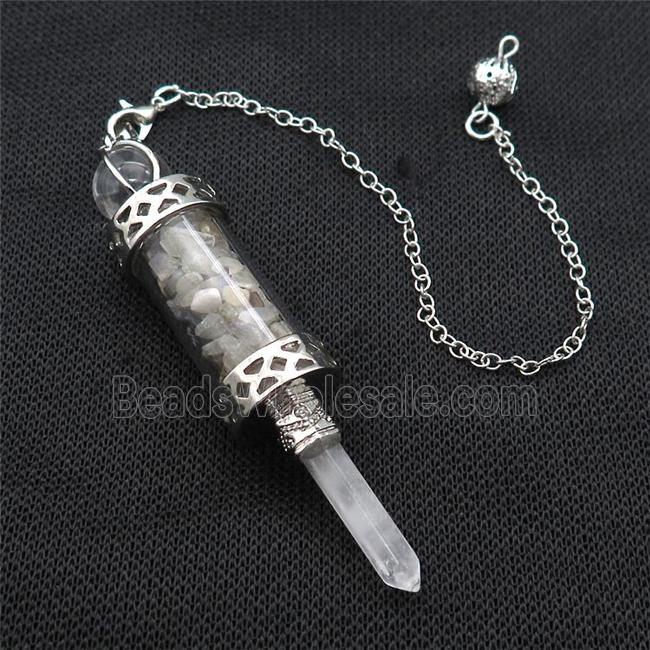Labradorite Chips Pendulum Pendant Crystal With Copper Chain Platinum Plated