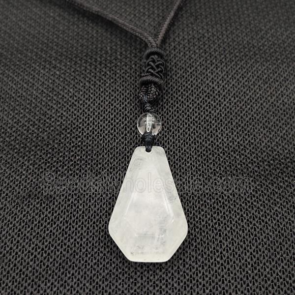Natural Clear Quartz Necklaces Adjustable Nylon Rope