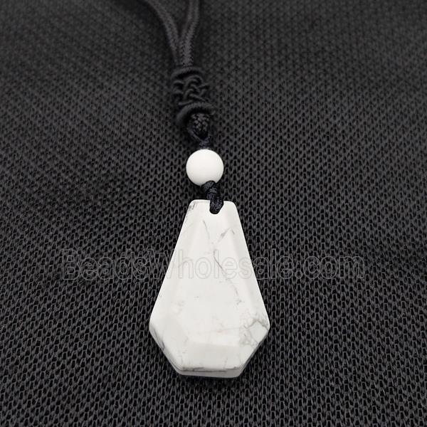 White Howlite Turquoise Necklaces Adjustable Nylon Rope