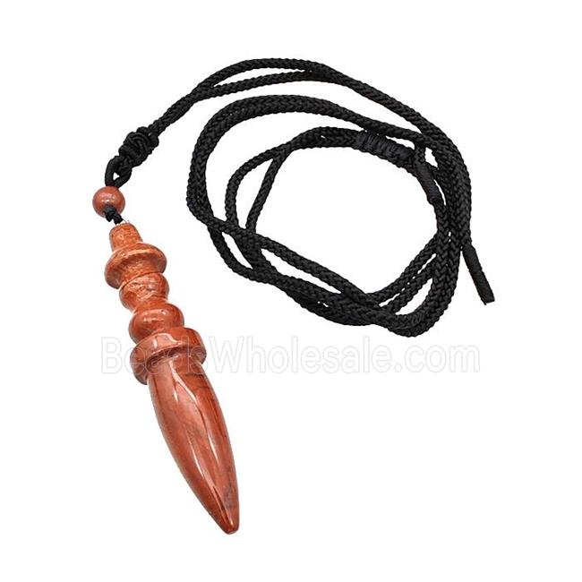 Red Jasper Pendulum Necklace Black Nylon Rope