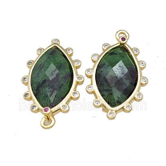 Natural Green Zoisite Eye Pendant Gold Plated