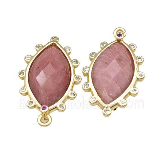 Pink Wood Lace Jasper Eye Pendant Gold Plated