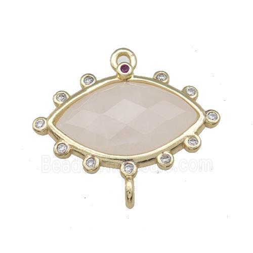 Natural Rose Quartz Eye Connector Gold Plated